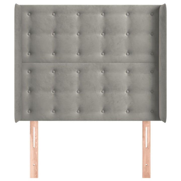 sengegavl med kanter 83x16x118/128 cm fløjl lysegrå