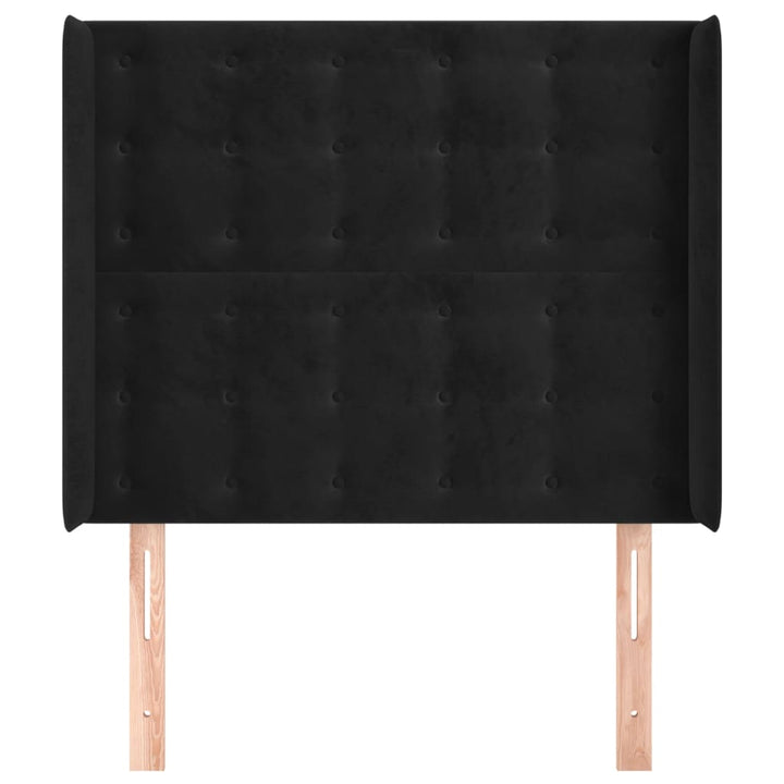 sengegavl med kanter 83x16x118/128 cm fløjl sort