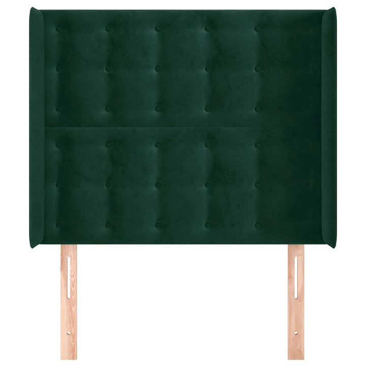 sengegavl med kanter 83x16x118/128 cm fløjl mørkegrøn