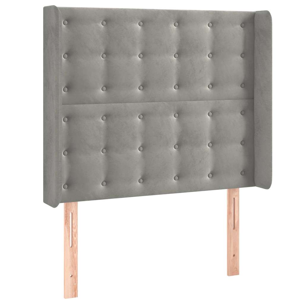 sengegavl med kanter 93x16x118/128 cm fløjl lysegrå