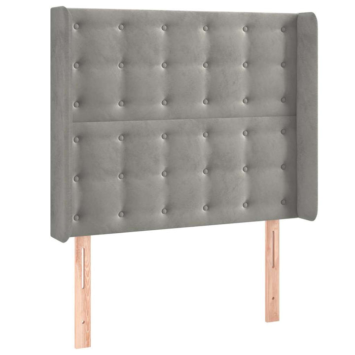 sengegavl med kanter 93x16x118/128 cm fløjl lysegrå