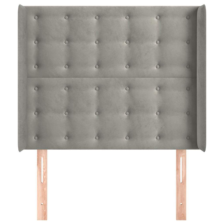 sengegavl med kanter 93x16x118/128 cm fløjl lysegrå