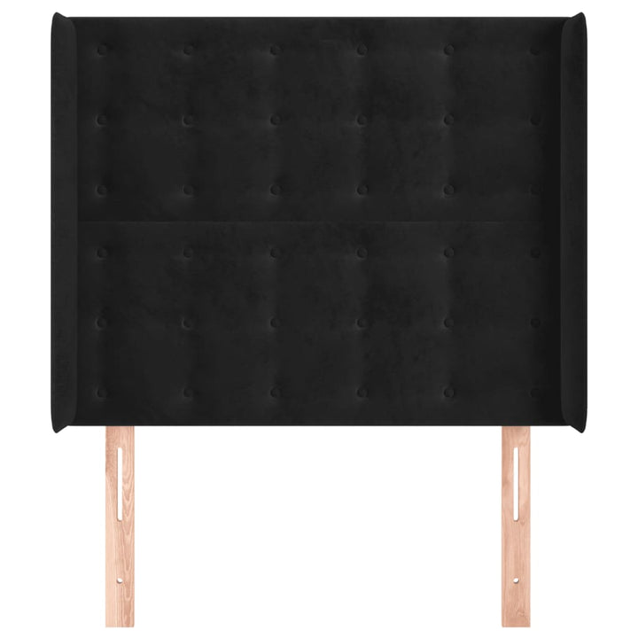 sengegavl med kanter 93x16x118/128 cm fløjl sort