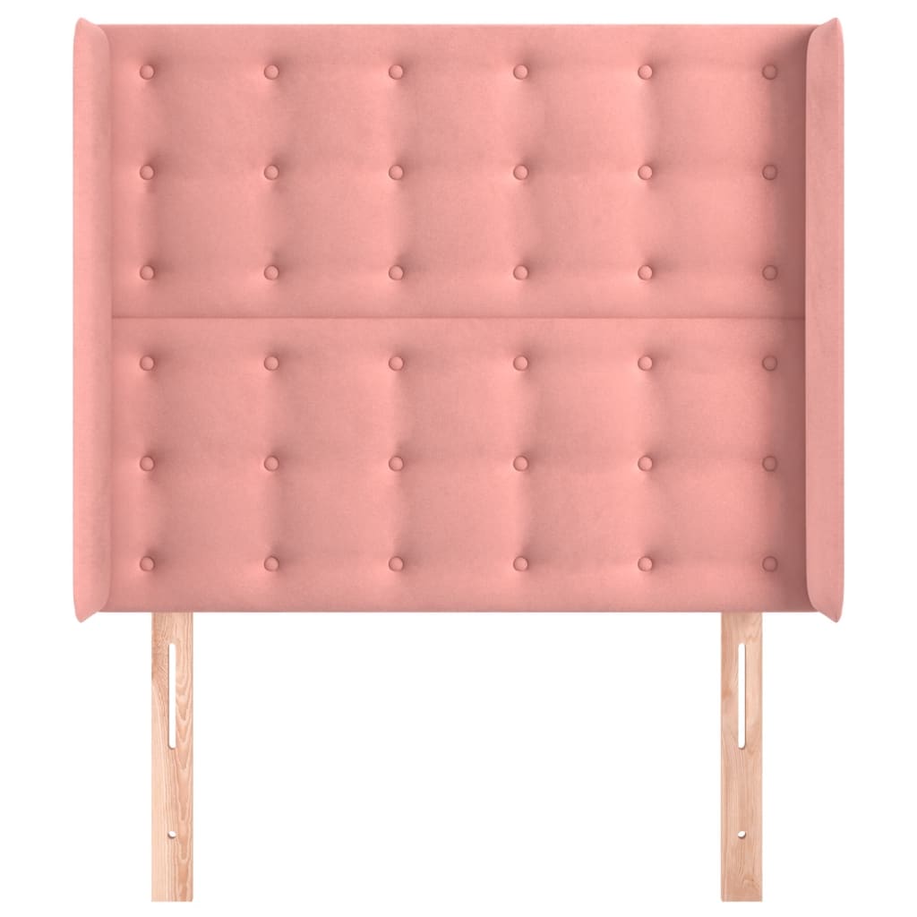 sengegavl med kanter 93x16x118/128 cm fløjl lyserød