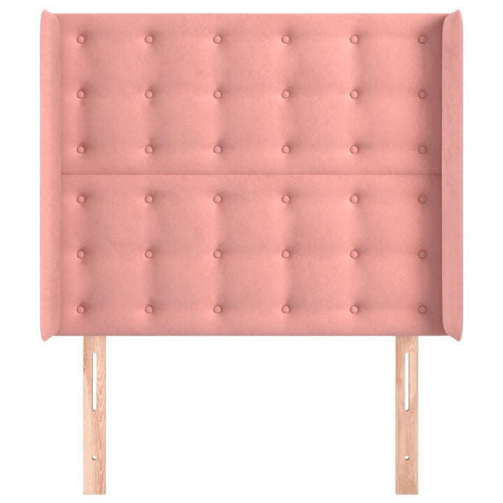 sengegavl med kanter 93x16x118/128 cm fløjl lyserød
