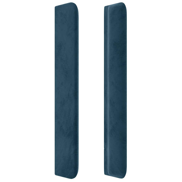 sengegavl med kanter 163x16x118/128 cm fløjl mørkeblå