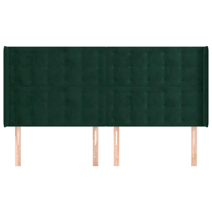 sengegavl med kanter 183x16x118/128 cm fløjl mørkegrøn