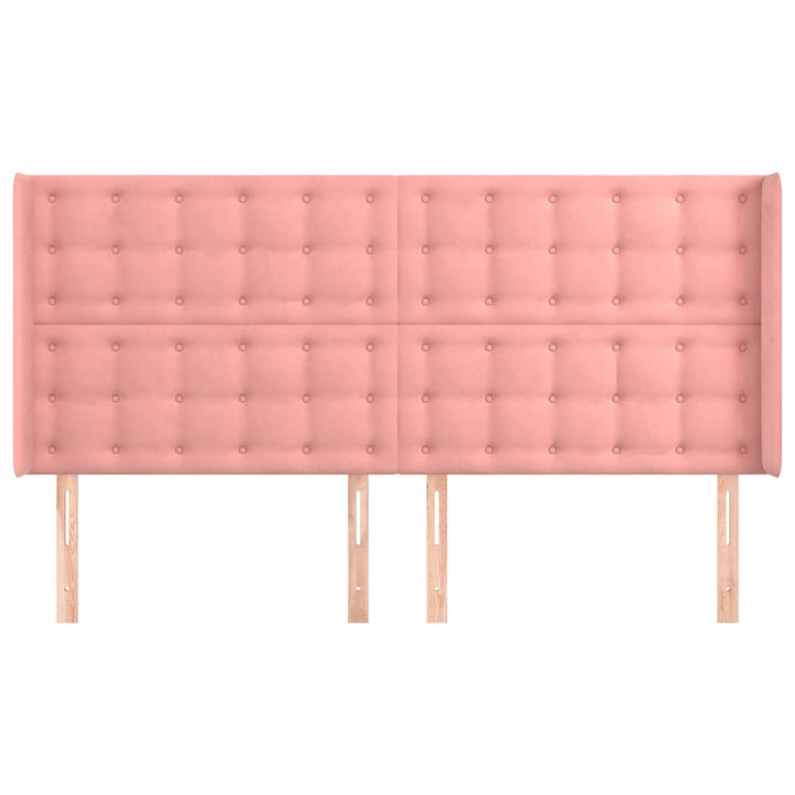 sengegavl med kanter 183x16x118/128 cm fløjl lyserød
