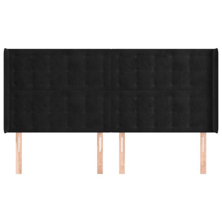 sengegavl med kanter 203x16x118/128 cm fløjl sort