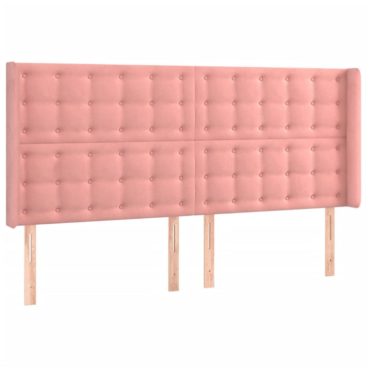 sengegavl med kanter 203x16x118/128 cm fløjl lyserød