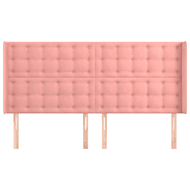 sengegavl med kanter 203x16x118/128 cm fløjl lyserød