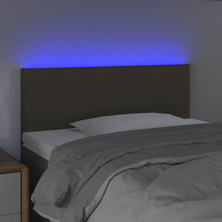 sengegavl med LED-lys 80x5x78/88 cm stof gråbrun