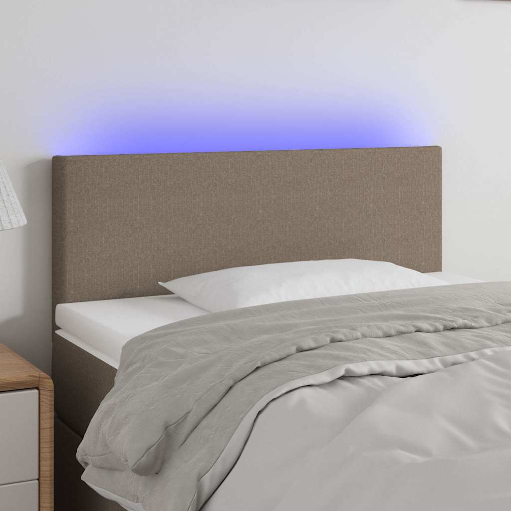 sengegavl med LED-lys 80x5x78/88 cm stof gråbrun