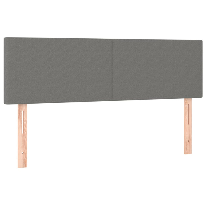 sengegavl med LED-lys 144x5x78/88 cm stof mørkegrå