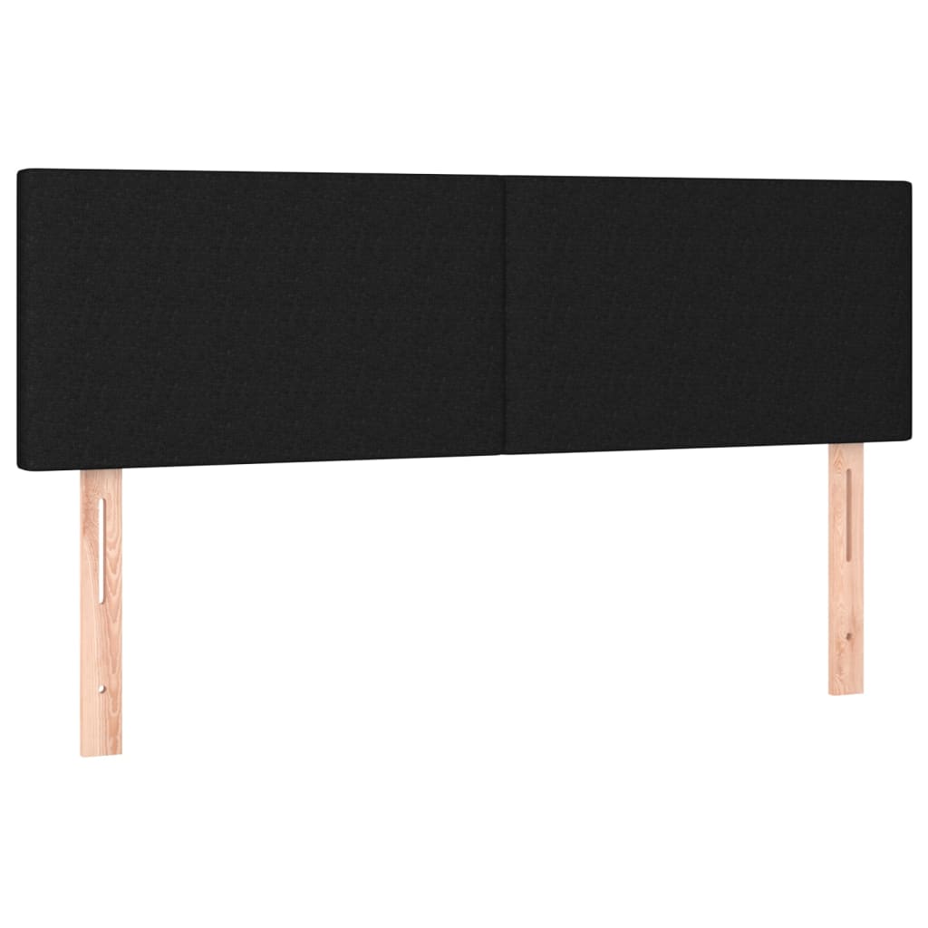 sengegavl med LED-lys 144x5x78/88 cm stof sort
