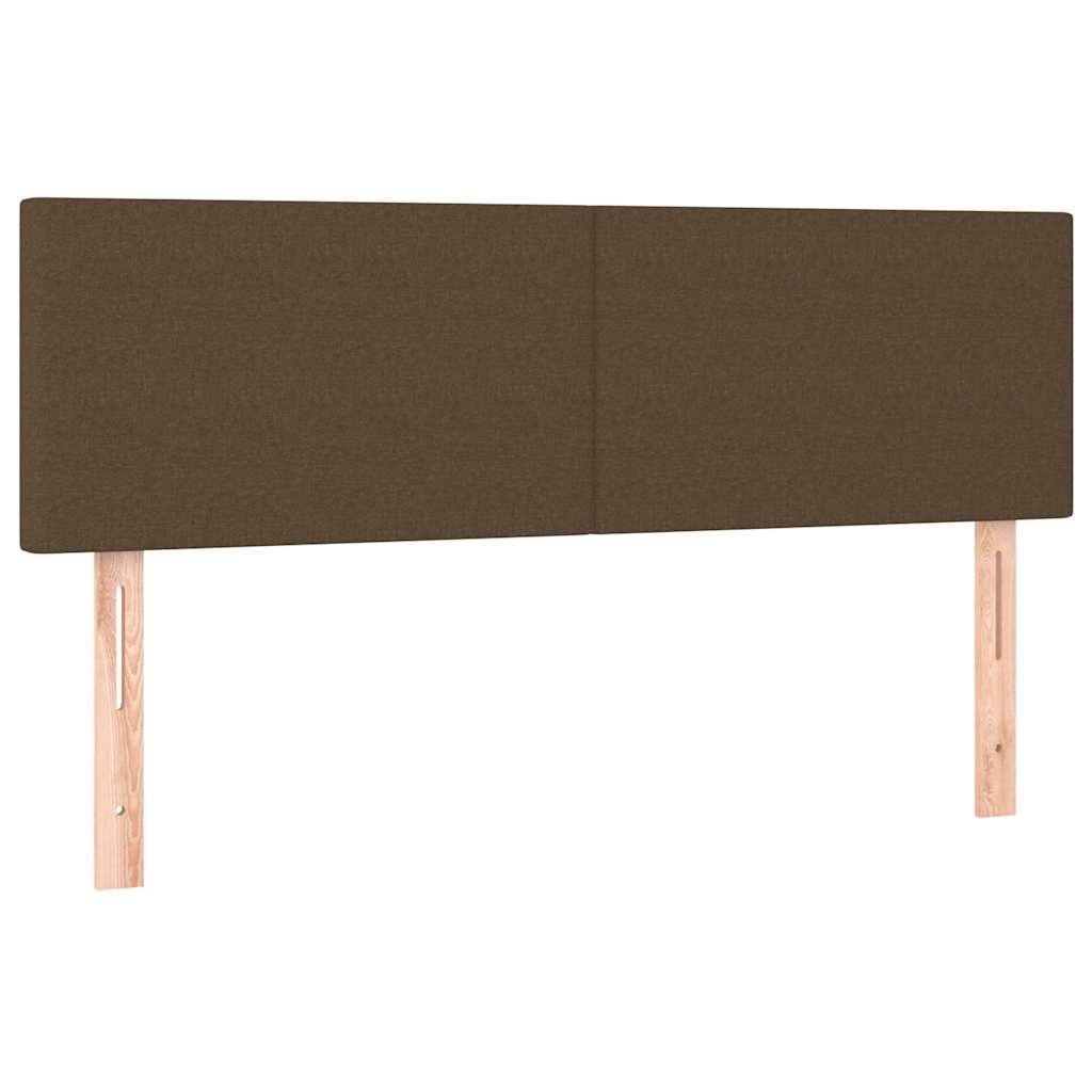 sengegavl med LED-lys 144x5x78/88 cm stof mørkebrun