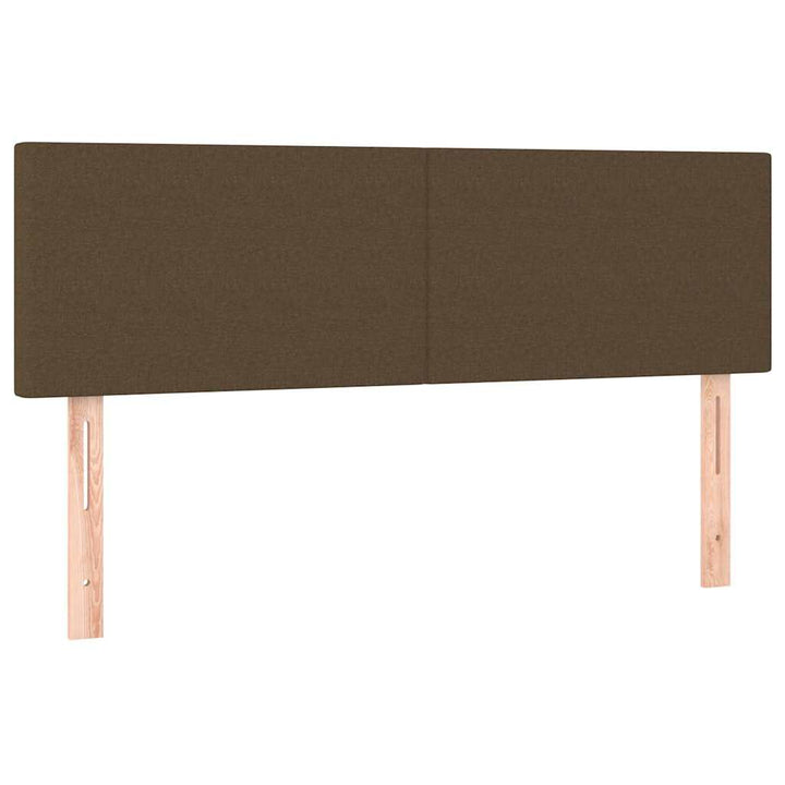 sengegavl med LED-lys 144x5x78/88 cm stof mørkebrun
