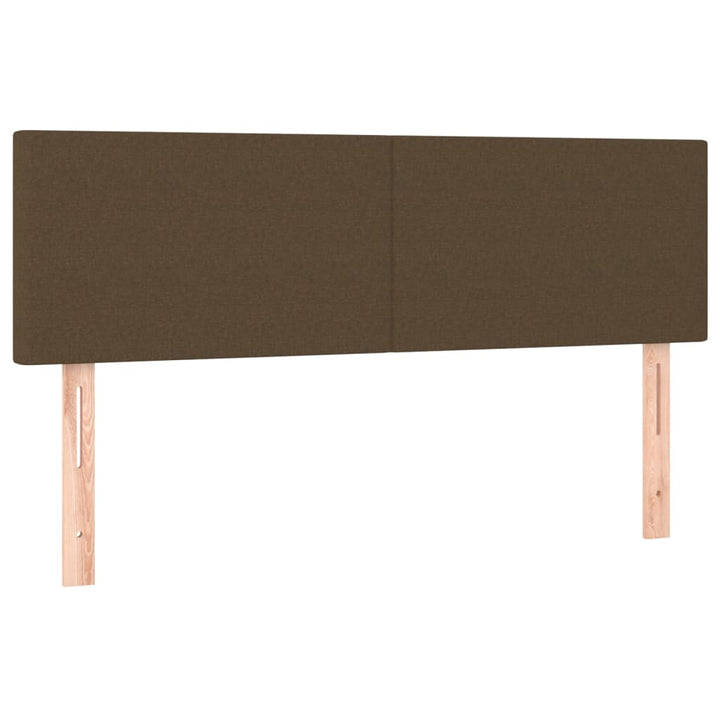 sengegavl med LED-lys 144x5x78/88 cm stof mørkebrun