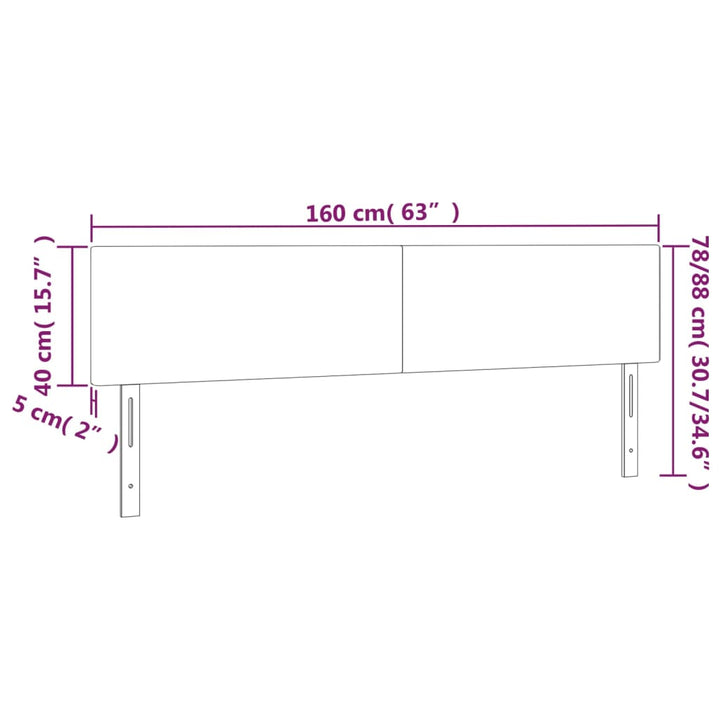 sengegavl med LED-lys 160x5x78/88 cm stof lysegrå