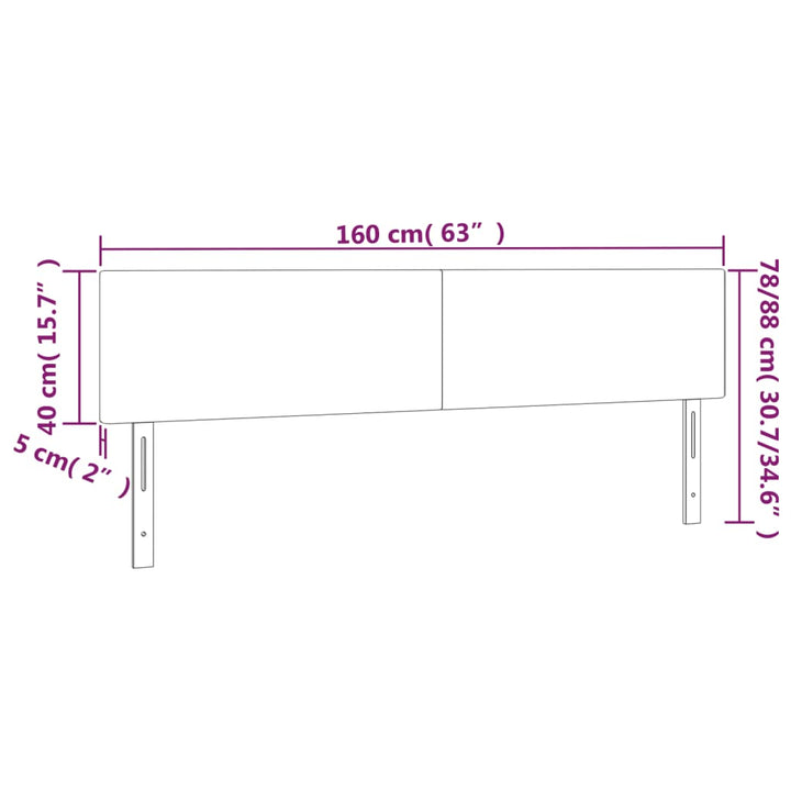sengegavl med LED-lys 160x5x78/88 cm stof mørkegrå