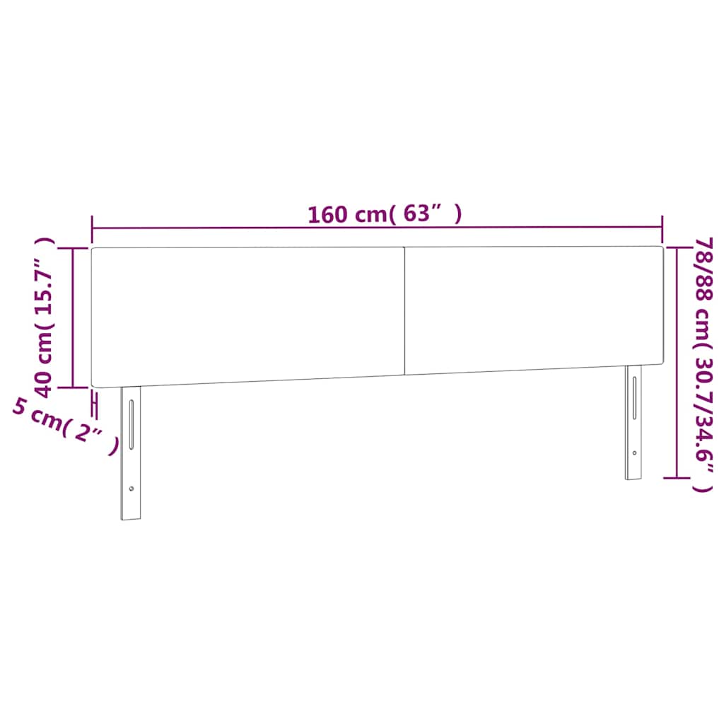 sengegavl med LED-lys 160x5x78/88 cm stof gråbrun