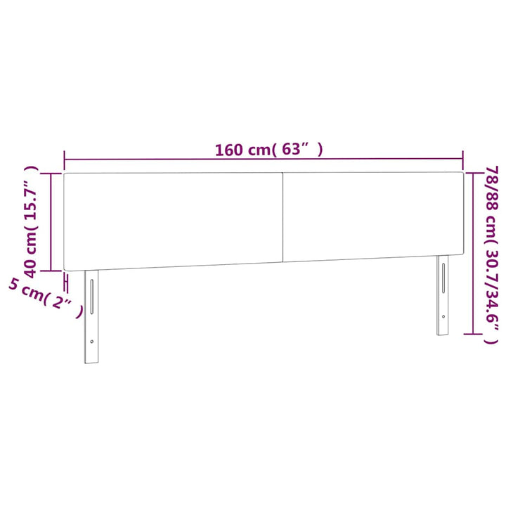 sengegavl med LED-lys 160x5x78/88 cm stof gråbrun
