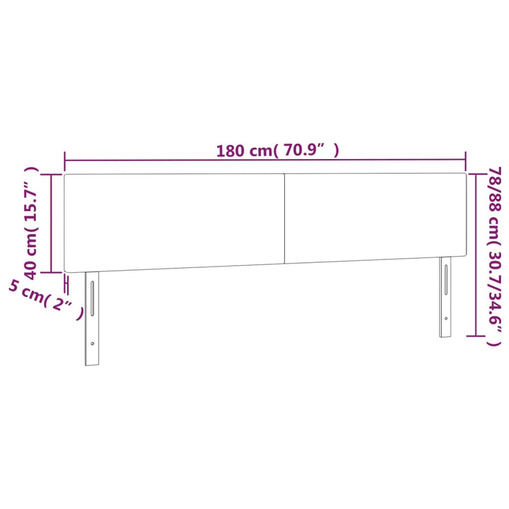 sengegavl med LED-lys 180x5x78/88 cm stof cremefarvet