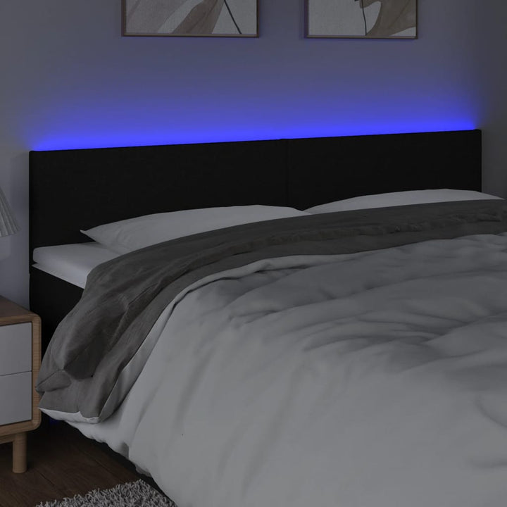 sengegavl med LED-lys 200x5x78/88 cm stof sort