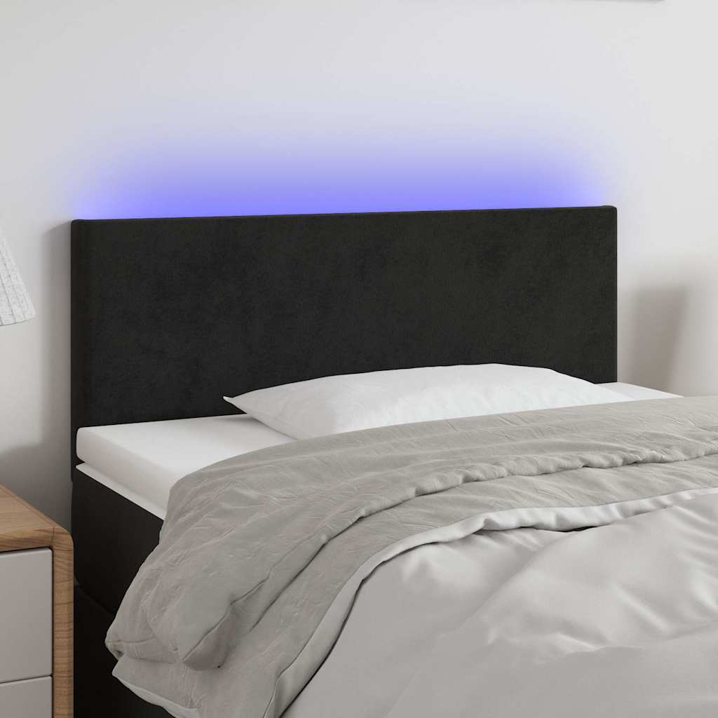 sengegavl med LED-lys 80x5x78/88 cm velour sort