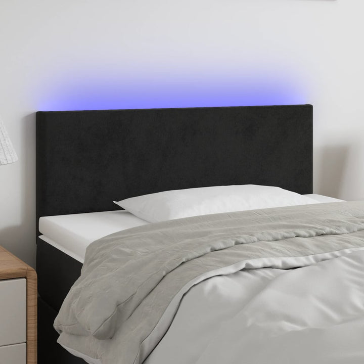 sengegavl med LED-lys 80x5x78/88 cm velour sort