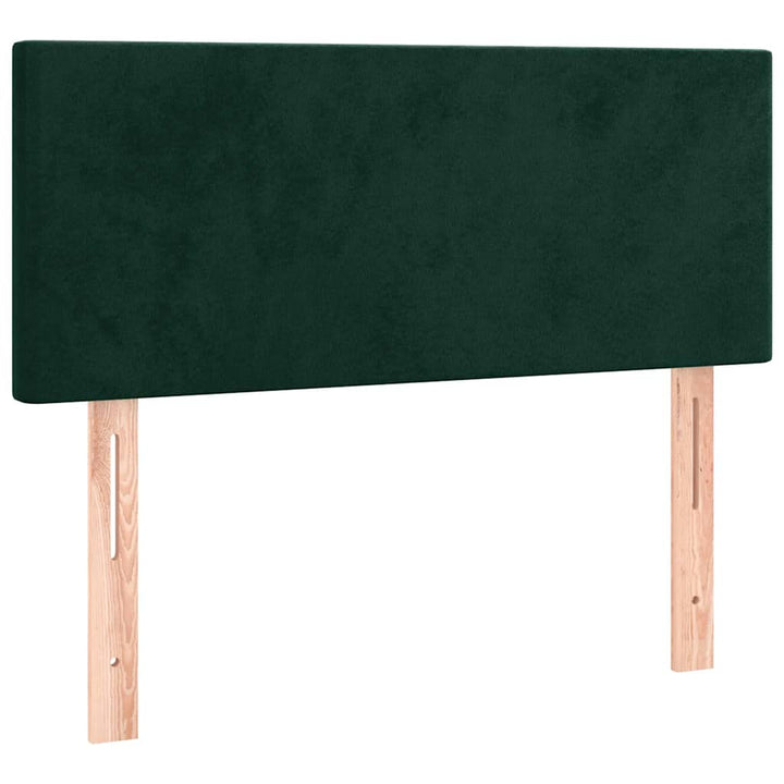 sengegavl med LED-lys 80x5x78/88 cm velour mørkegrøn
