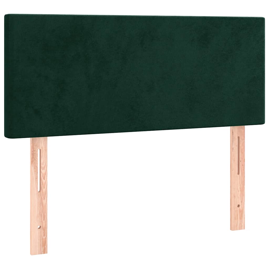 sengegavl med LED-lys 80x5x78/88 cm velour mørkegrøn