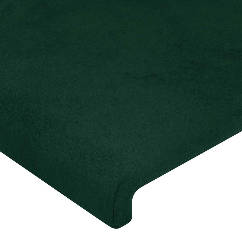 sengegavl med LED-lys 80x5x78/88 cm velour mørkegrøn