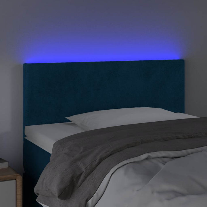 sengegavl med LED-lys 90x5x78/88 cm fløjl mørkeblå