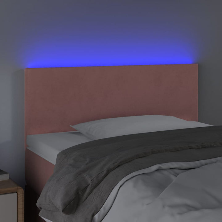 sengegavl med LED-lys 90x5x78/88 cm fløjl lyserød