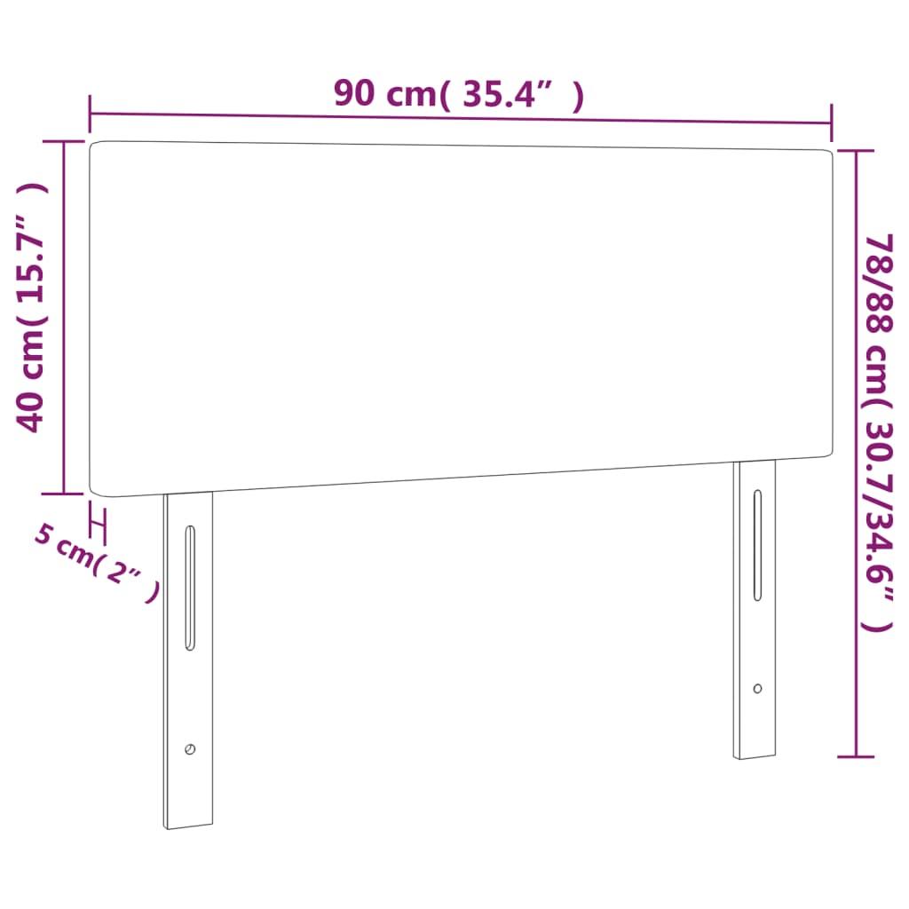 sengegavl med LED-lys 90x5x78/88 cm fløjl lyserød
