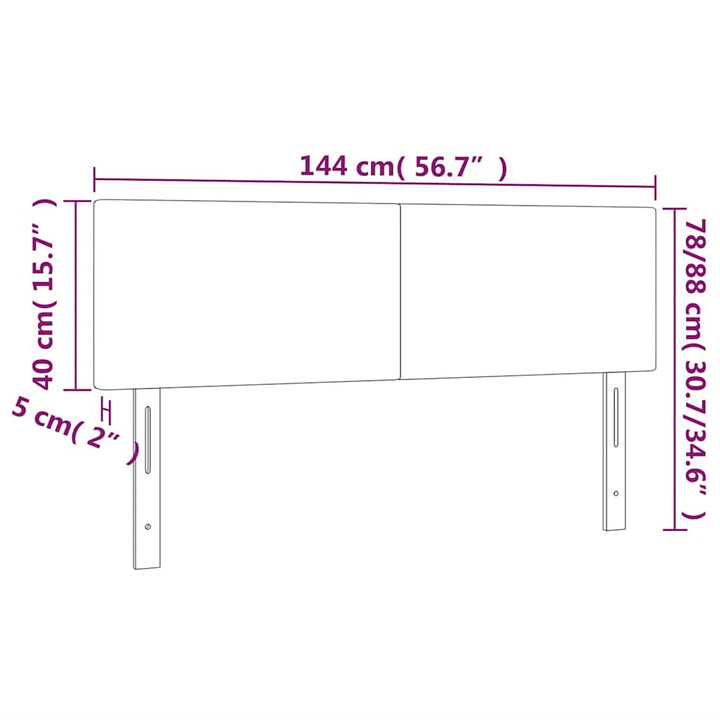 sengegavl med LED-lys 144x5x78/88 cm fløjl mørkeblå