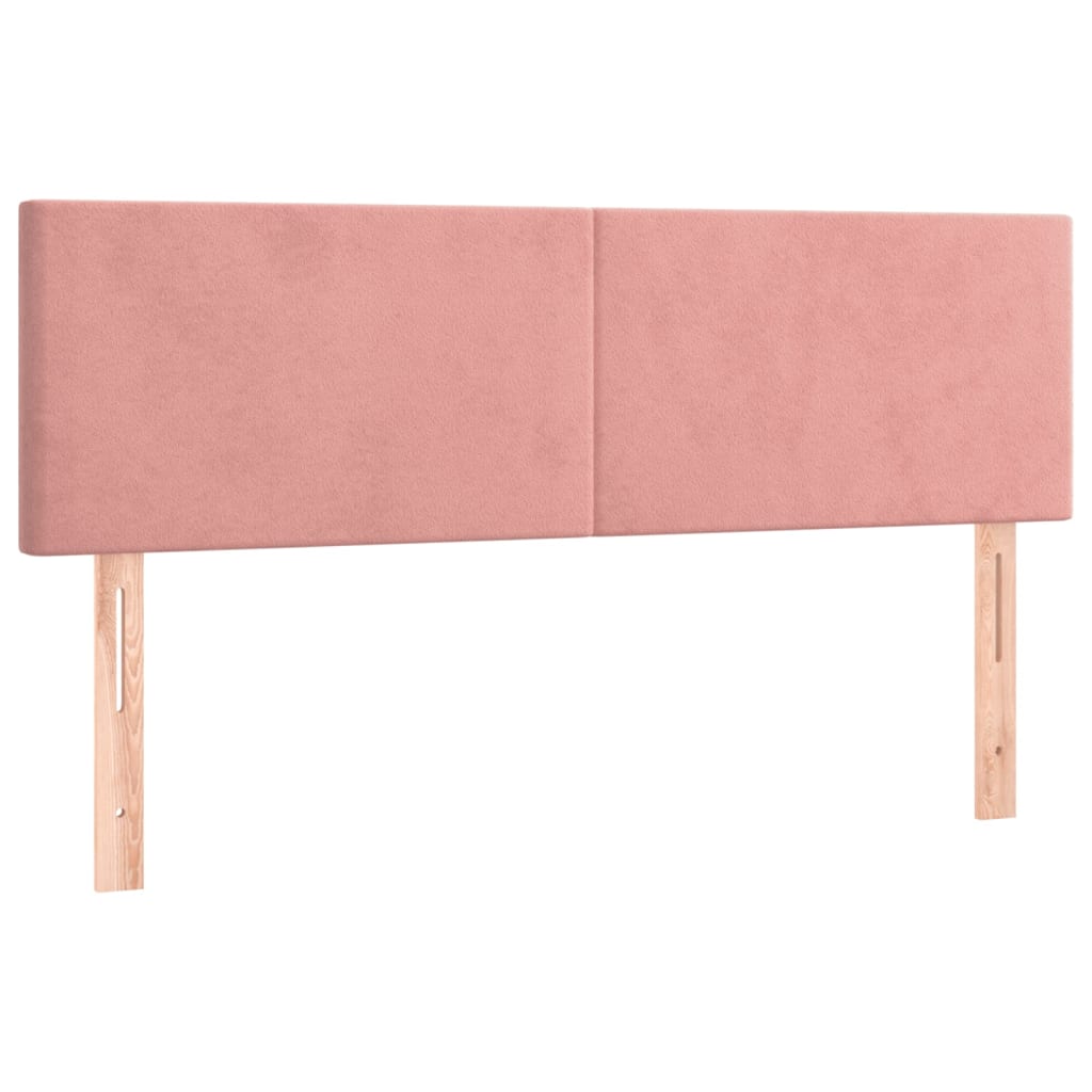 sengegavl med LED-lys 144x5x78/88 cm fløjl lyserød