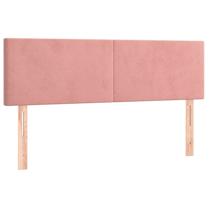 sengegavl med LED-lys 144x5x78/88 cm fløjl lyserød
