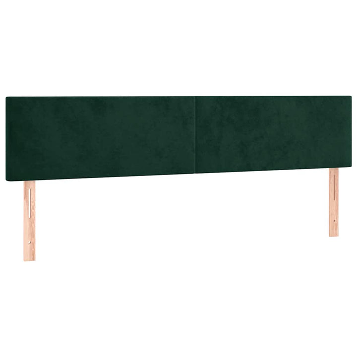 sengegavl med LED-lys 160x5x78/88 cm fløjl mørkegrøn