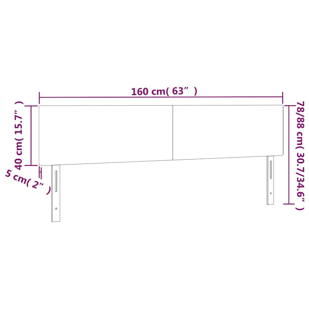 sengegavl med LED-lys 160x5x78/88 cm fløjl mørkeblå