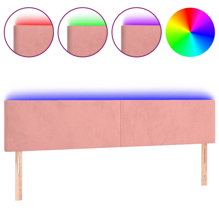 sengegavl med LED-lys 180x5x78/88 cm fløjl lyserød