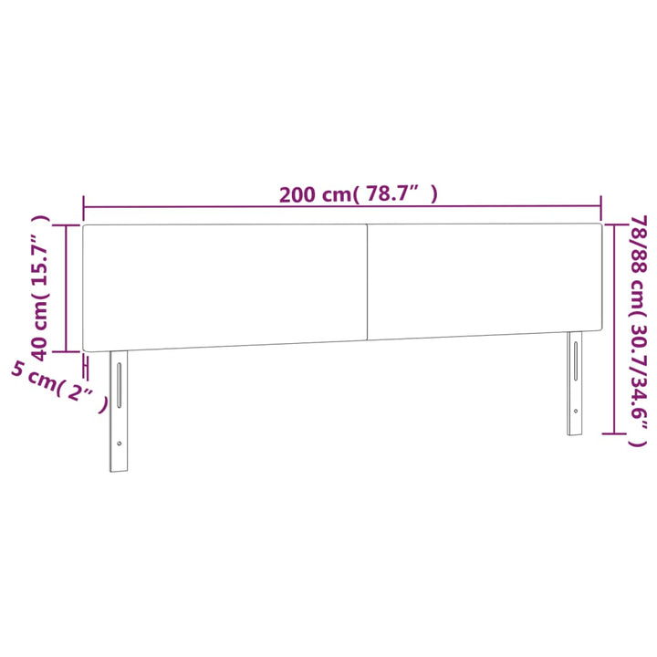 sengegavl med LED-lys 200x5x78/88 cm velour sort