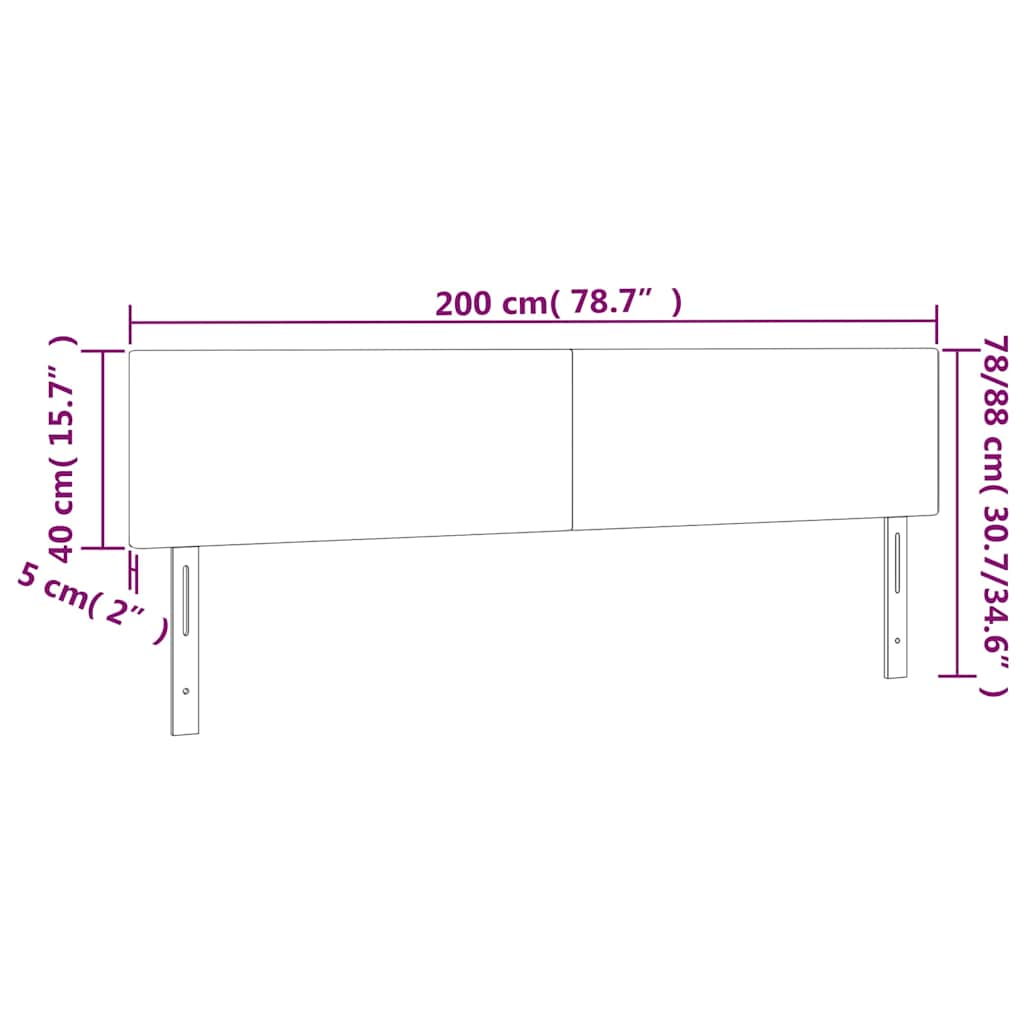 sengegavl med LED-lys 200x5x78/88 cm fløjl mørkegrøn