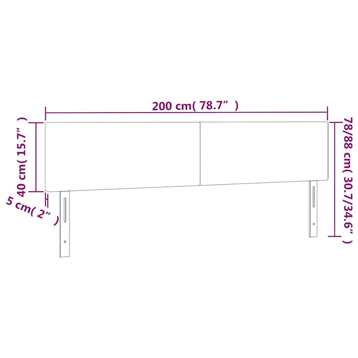 sengegavl med LED-lys 200x5x78/88 cm fløjl mørkegrøn