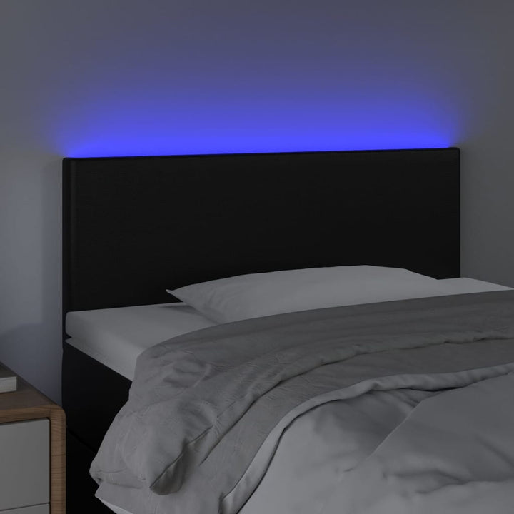 sengegavl med LED-lys 80x5x78/88 cm kunstlæder sort