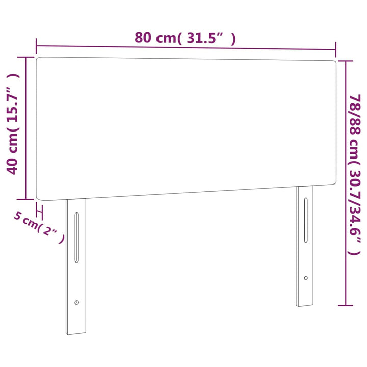 sengegavl med LED-lys 80x5x78/88 cm kunstlæder cremefarvet