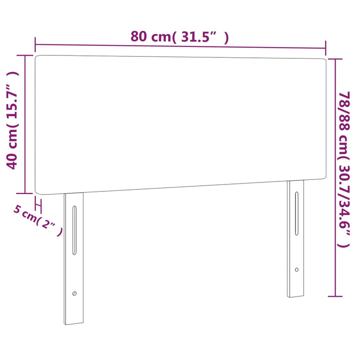 sengegavl med LED-lys 80x5x78/88 cm kunstlæder grå