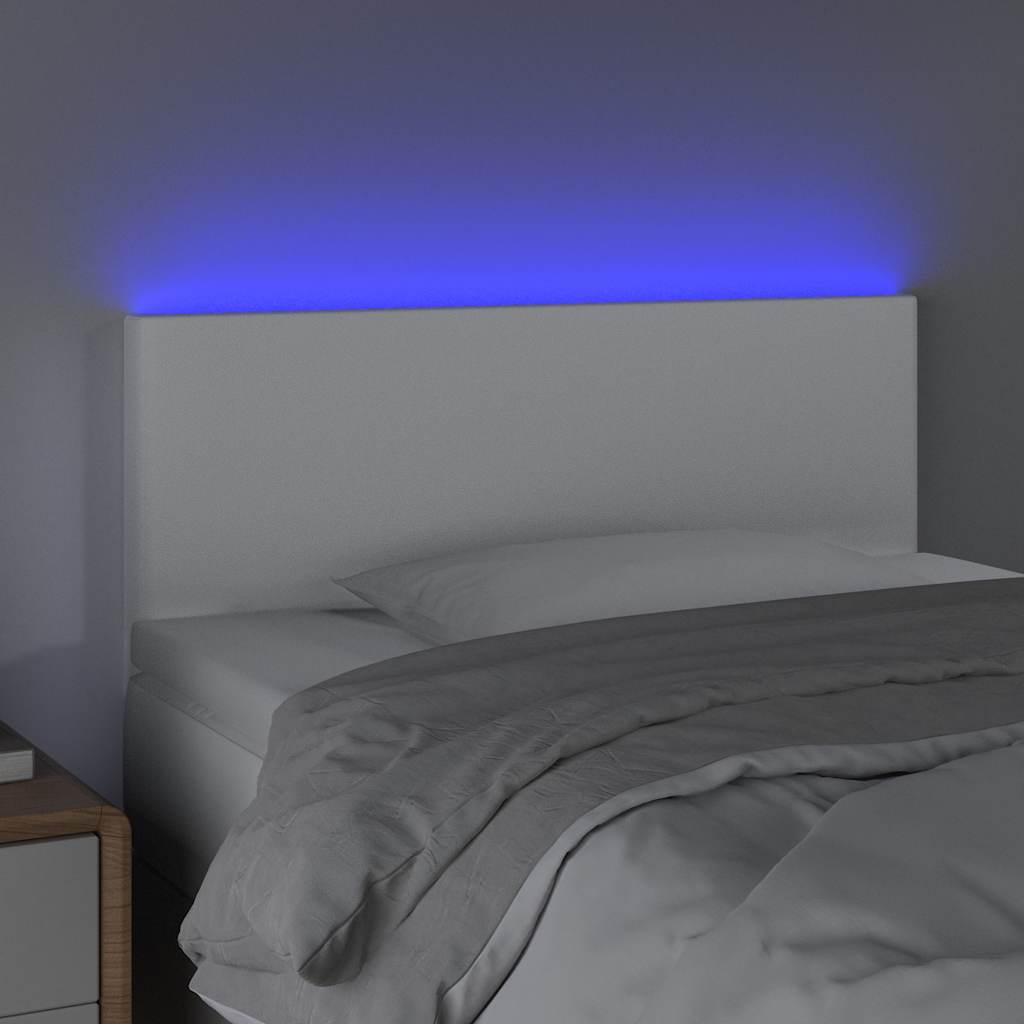 sengegavl med LED-lys 90x5x78/88 cm kunstlæder hvid