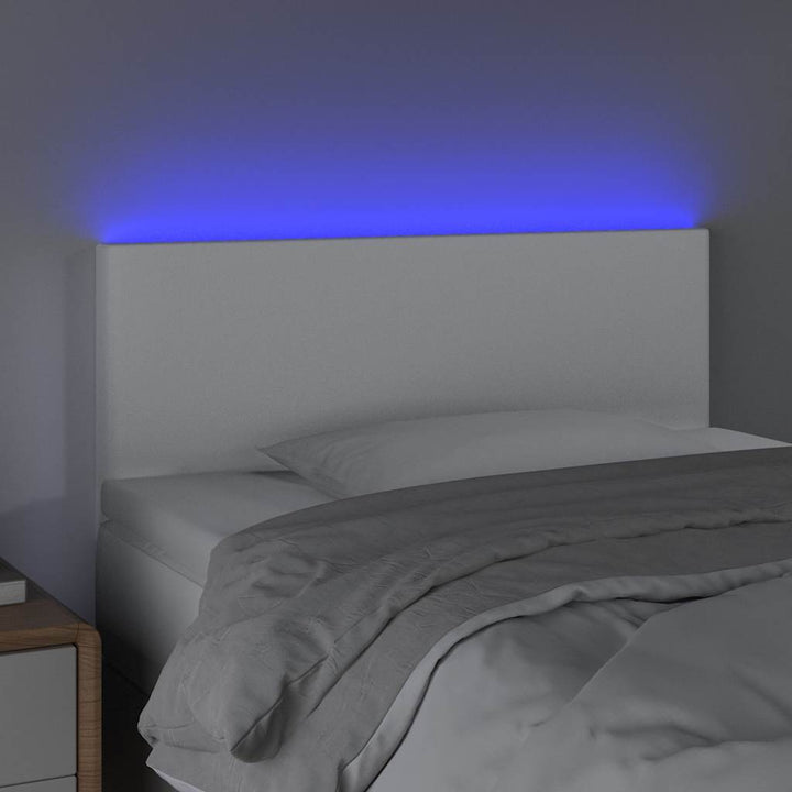 sengegavl med LED-lys 90x5x78/88 cm kunstlæder hvid